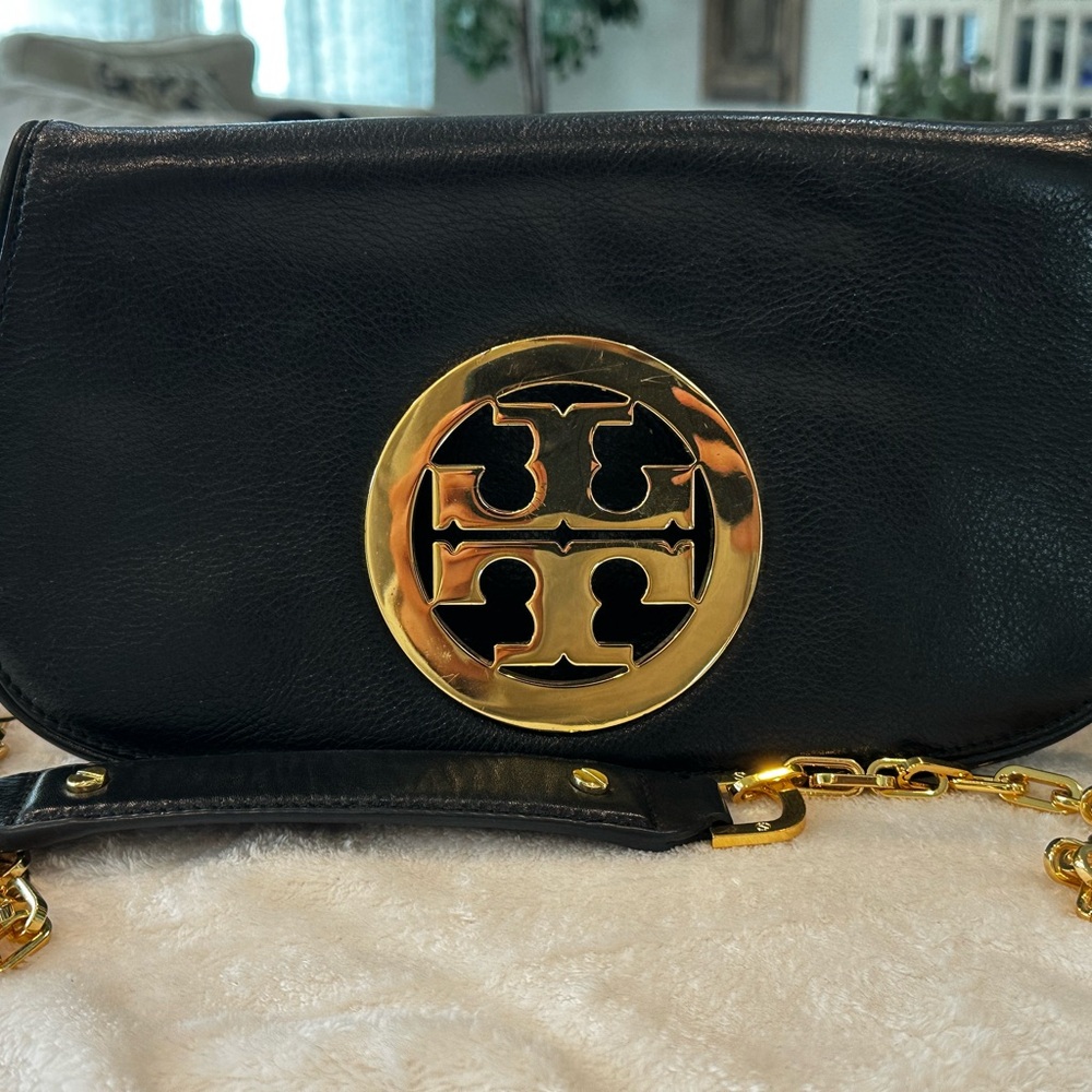 Tory Burch Black Leather Reva Crossbody